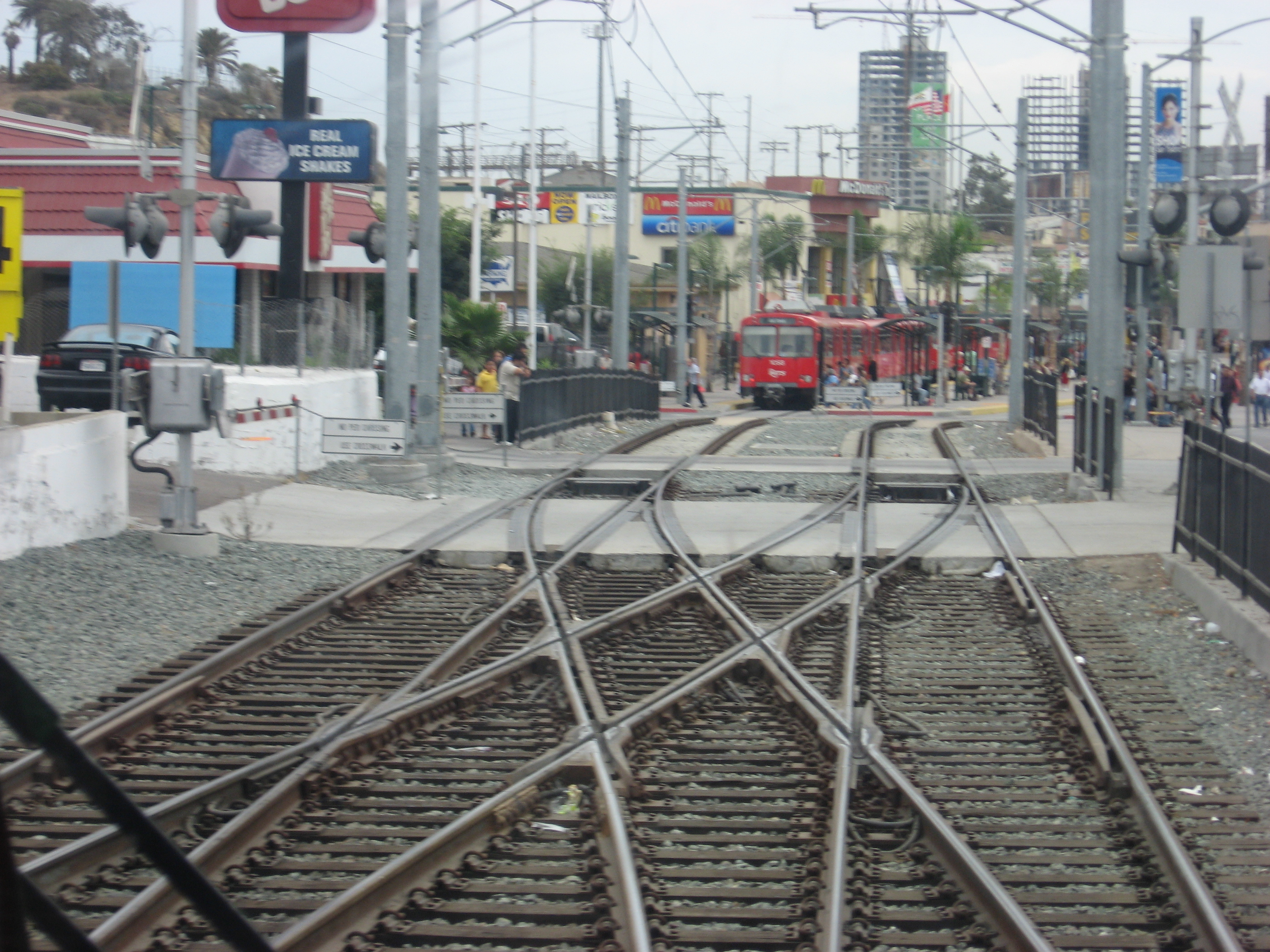 San Diego MTS Blue Line Trolley station at the San Ysidro Transit Center adjacent to PedEast border crossing