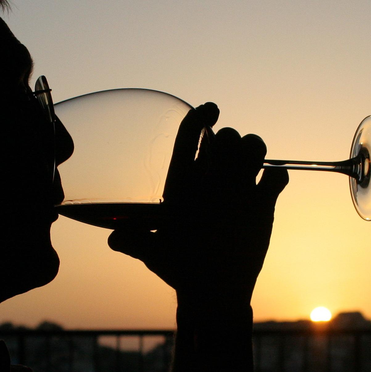 Glass of rich red wine overlooking evening light celebrating Baja California viticulture